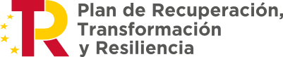 Logotipo del Plan de Recuperación, Transformación y Resiliencia de España, con diseño en rojo y amarillo.