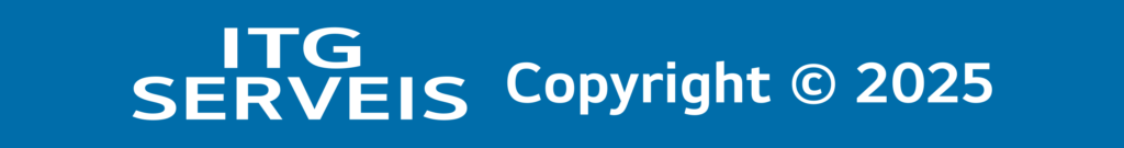 Logotipo de ITG Serveis con copyright © 2025 sobre fondo azul.
